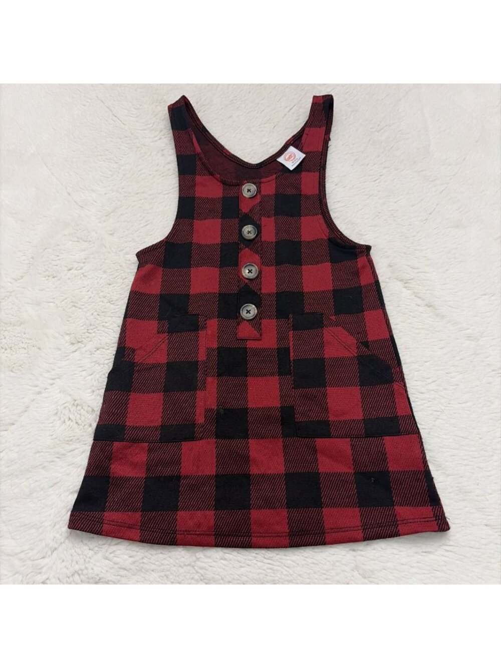 Wonder Nation Girls XS 4-5 Red Buffalo Plaid Dress Country Christmas